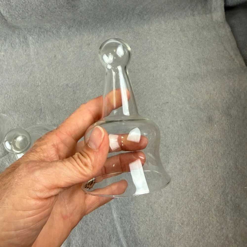 Vintage Set of 4 Clear Glass Smoke Bell Cloches 4.5